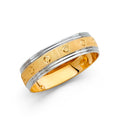 14K Two Tone Gold 6 mm Diamond Cut Wedding Band Sz 10