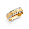14K Two Tone Gold 6 mm Diamond Cut Wedding Band Sz 7