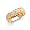 14K Yellow White Rose Gold 6 mm Diamond Cut Wedding Band Sz 10