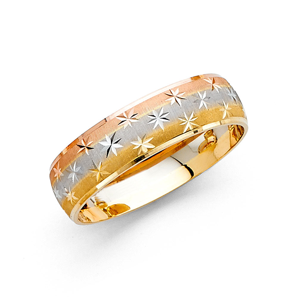 14K Yellow White Rose Gold Men Wedding Band