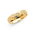 14K Yellow Gold 4 mm Diamond Cut Wedding Band