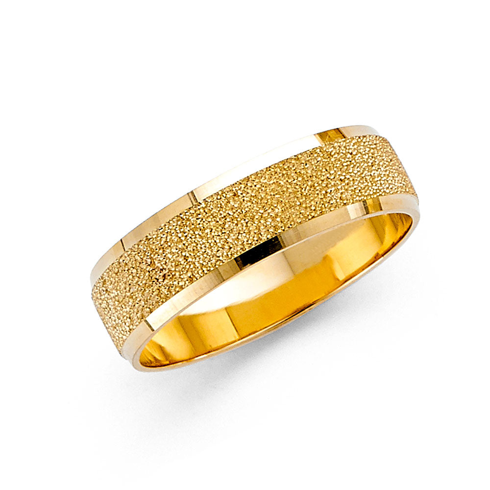 14K Yellow Gold 6 mm F-Cut Wedding Band Sz 10