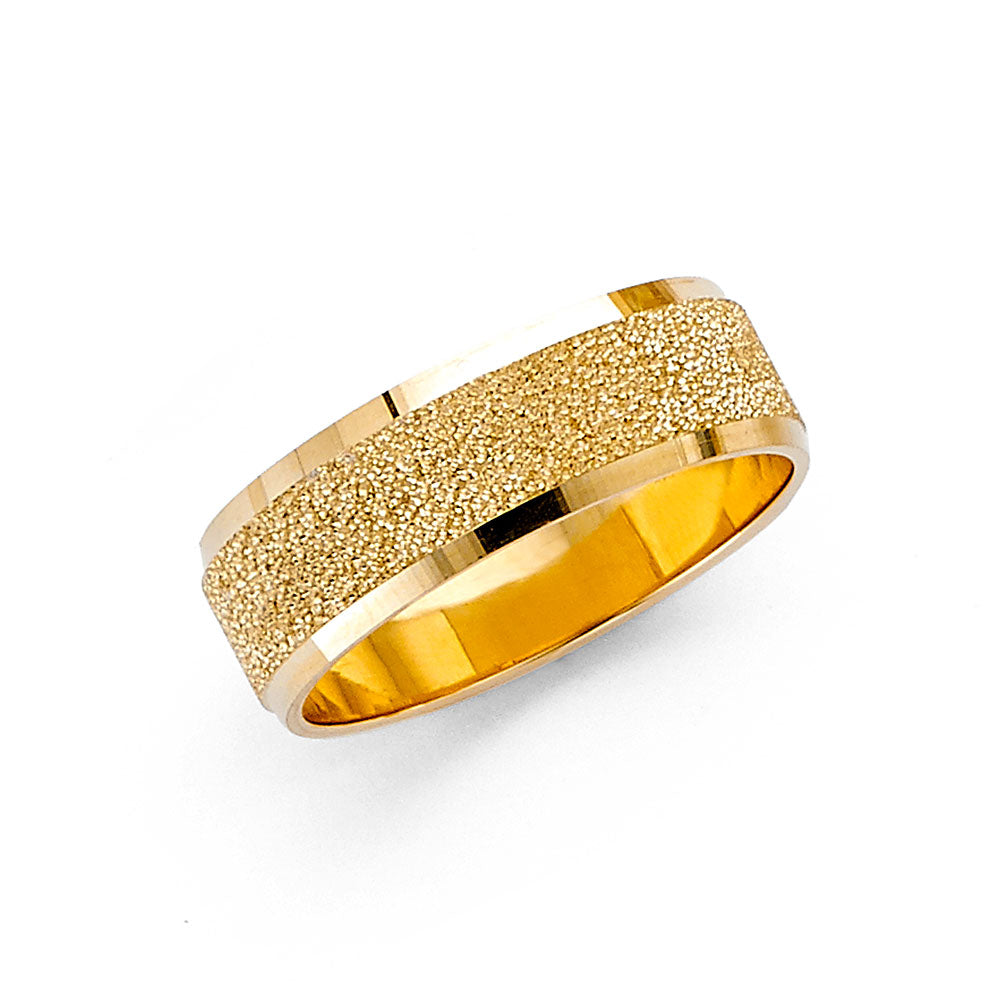14K Yellow Gold 6 mm F-Cut Wedding Band Sz 7