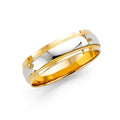 14K Two Tone Gold 6 mm Wedding Band Sz 10