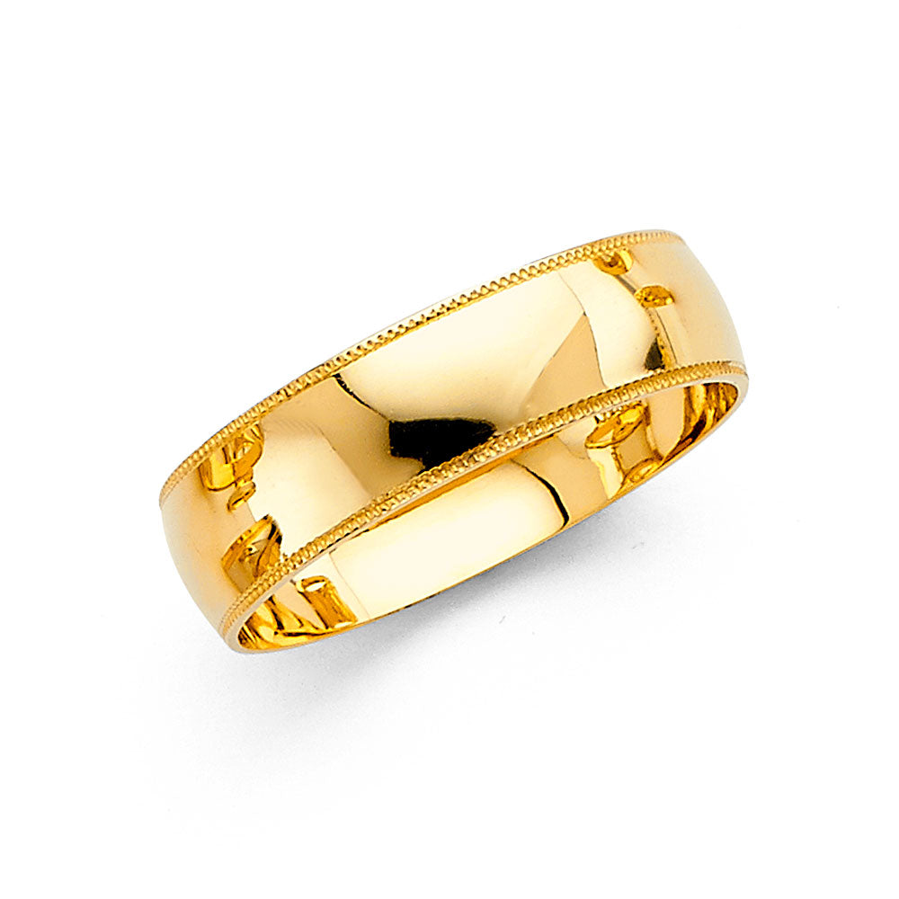 14K Yellow Gold 6 mm Mil Wedding Band Sz 10