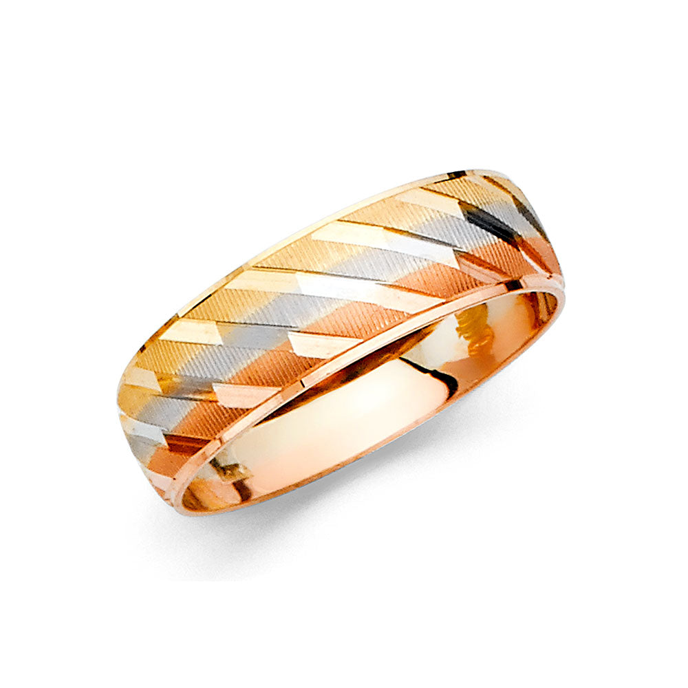 14K Yellow White Rose Gold Men Wedding Band