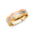 14K Yellow White Rose Gold Men Wedding Band