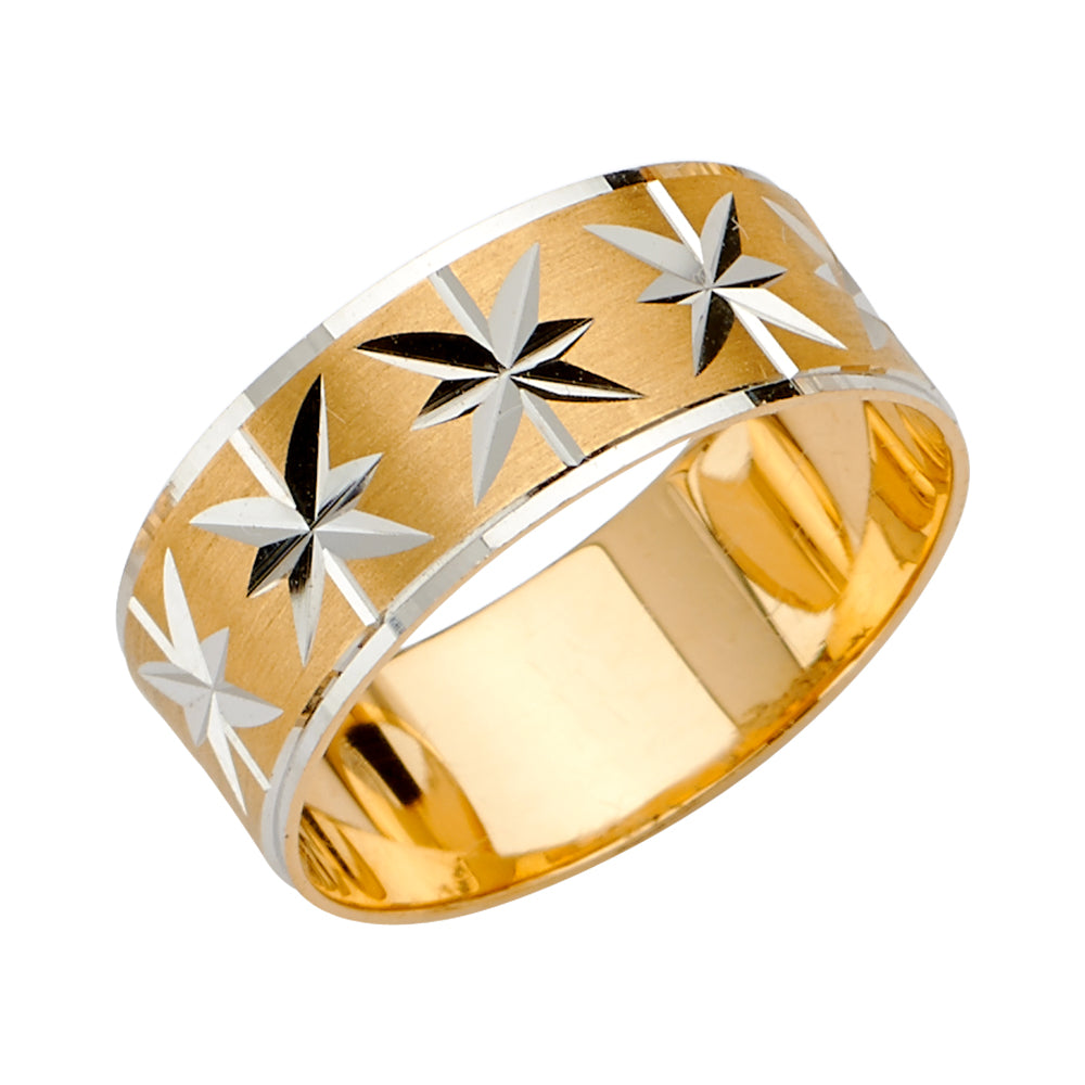 14K Two Tone Gold 8 mm Diamond Cut Tapered Wedding Bd Sz 10