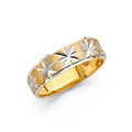 14K Two Tone Gold 6 mm Diamond Cut Tapered Wedding Bd Sz 7