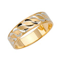 14K Two Tone Gold 6 mm Diamond Cut Tapered Wedding Bd Sz 10