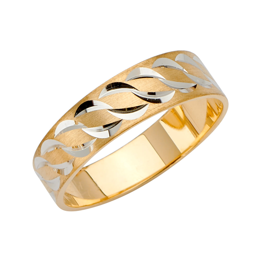 14K Two Tone Gold 6 mm Diamond Cut Tapered Wedding Bd Sz 10