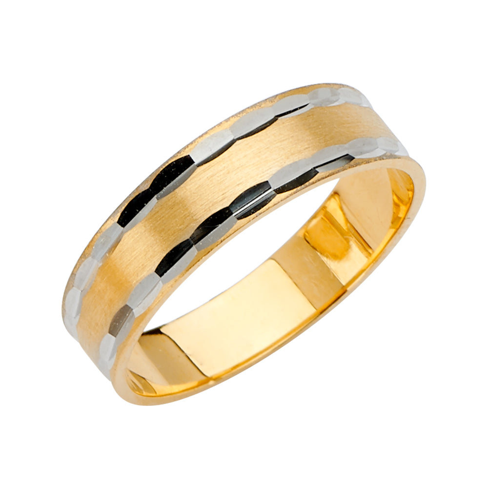 14K Two Tone Gold 6 mm Diamond Cut Tapered Wedding Bd Sz 10
