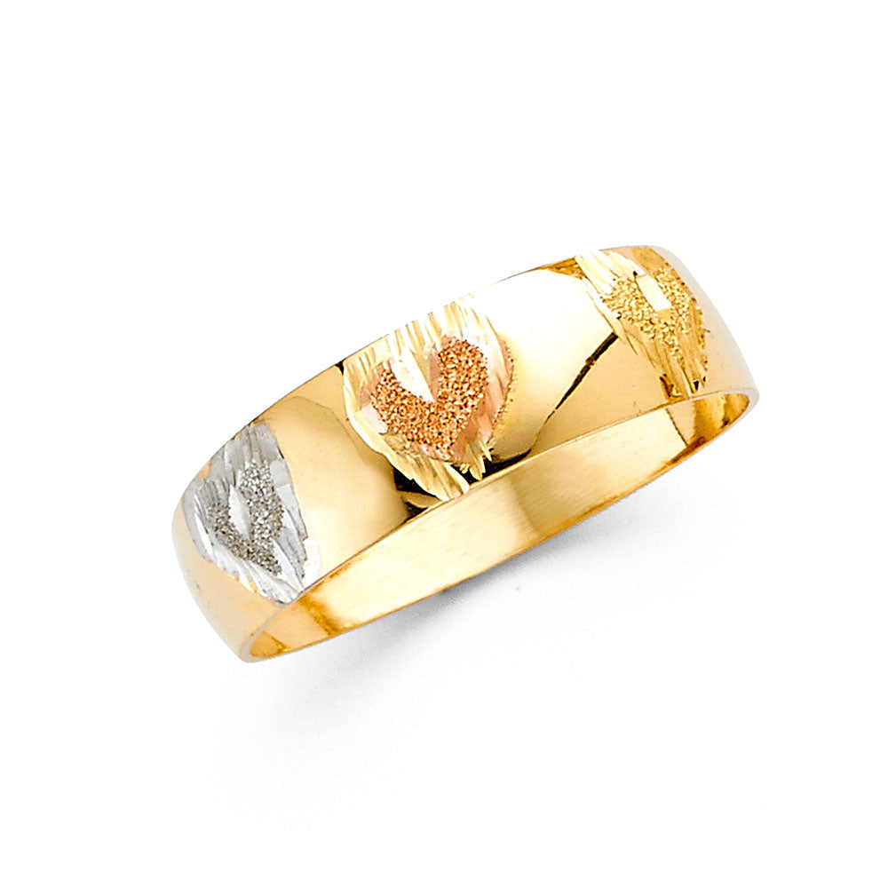 14K Yellow White Rose Gold 6 mm Lit Tapered Wedding Band