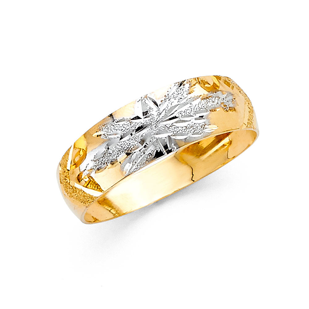 14K Two Tone Gold 6 mm Lit Tapered Wedding Band
