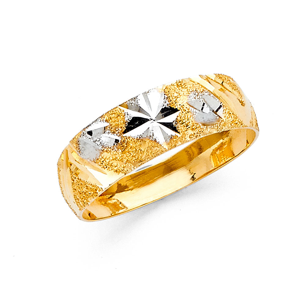 14K Two Tone Gold 6 mm Lit Tapered Wedding Band