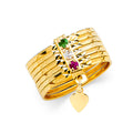 14K Yellow Gold 8 mm CZ 7 Days Band Ring