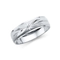 14K White Gold Men CZ Wedding Band