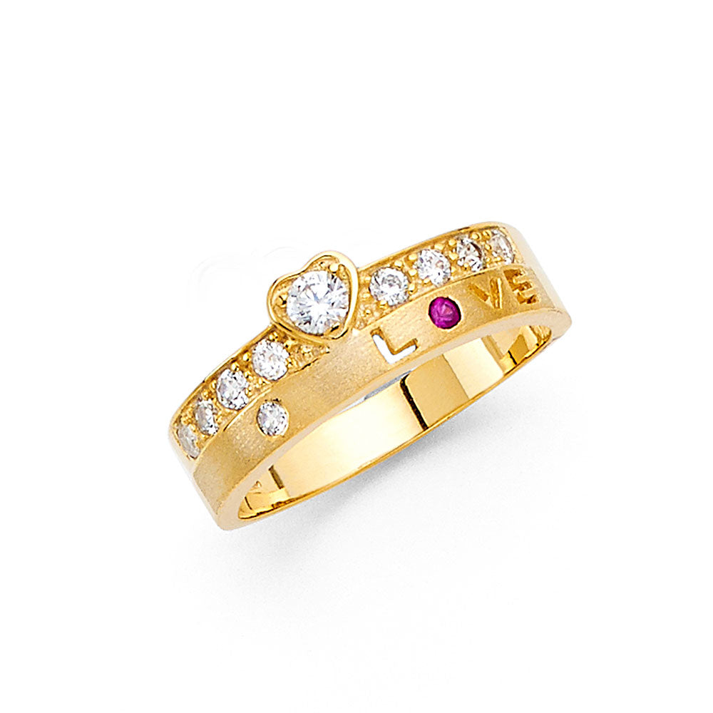 14K Yellow Gold CZ Love Ring
