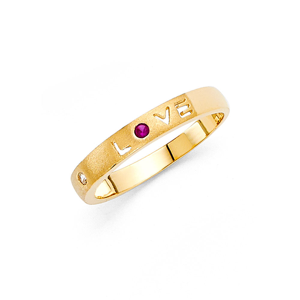 14K Yellow Gold CZ Love Band