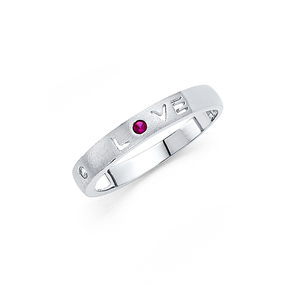 14K White Gold CZ Love Band