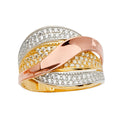 14K Yellow White Rose Gold Fancy CZ Ring