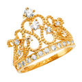 14K Yellow Gold CZ Crown Ring