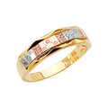 14K Yellow White Rose Gold CZ Mens Wedding Band