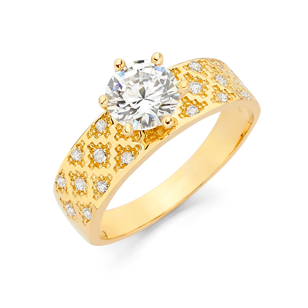 14K Yellow Gold CZ Engagement Ring
