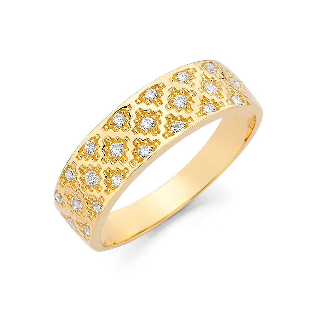 14K Yellow Gold CZ Ladies Wedding Band