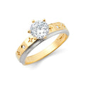 14K Two Tone Gold CZ Engagement Ring