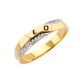 14K Two Tone Gold CZ Mens Wedding Band