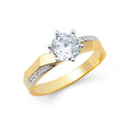14K Two Tone Gold CZ Engagement Ring