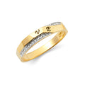 14K Two Tone Gold CZ Ladies Wedding Band
