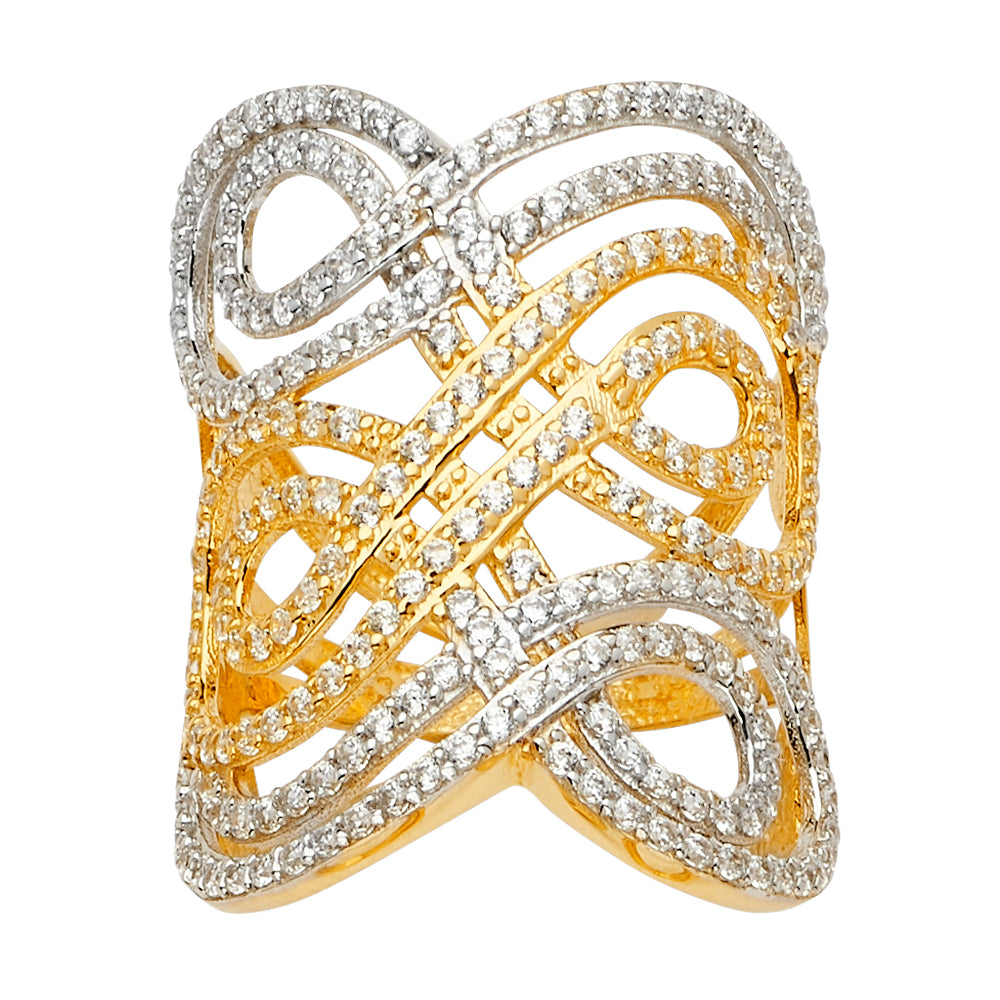 14K Two Tone Gold Fancy CZ Ring
