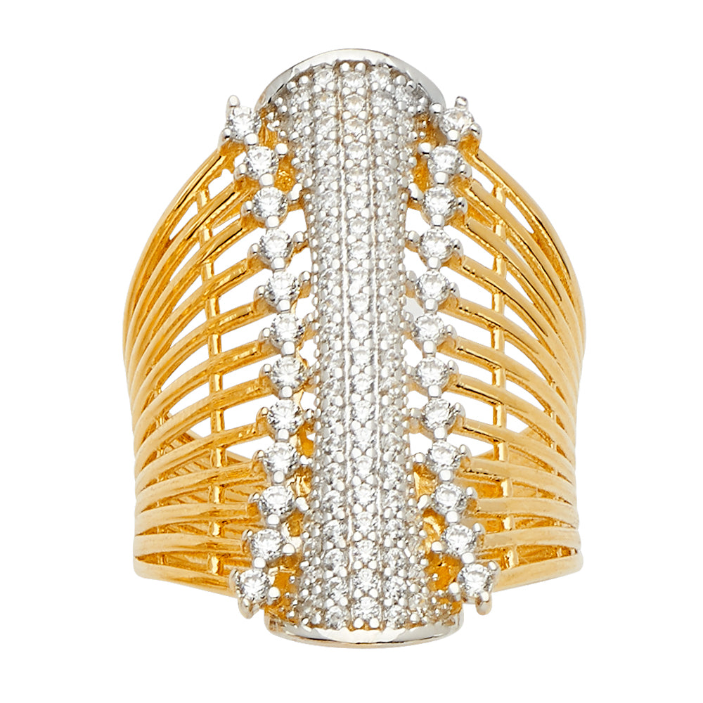 14K Two Tone Gold Fancy CZ Ring