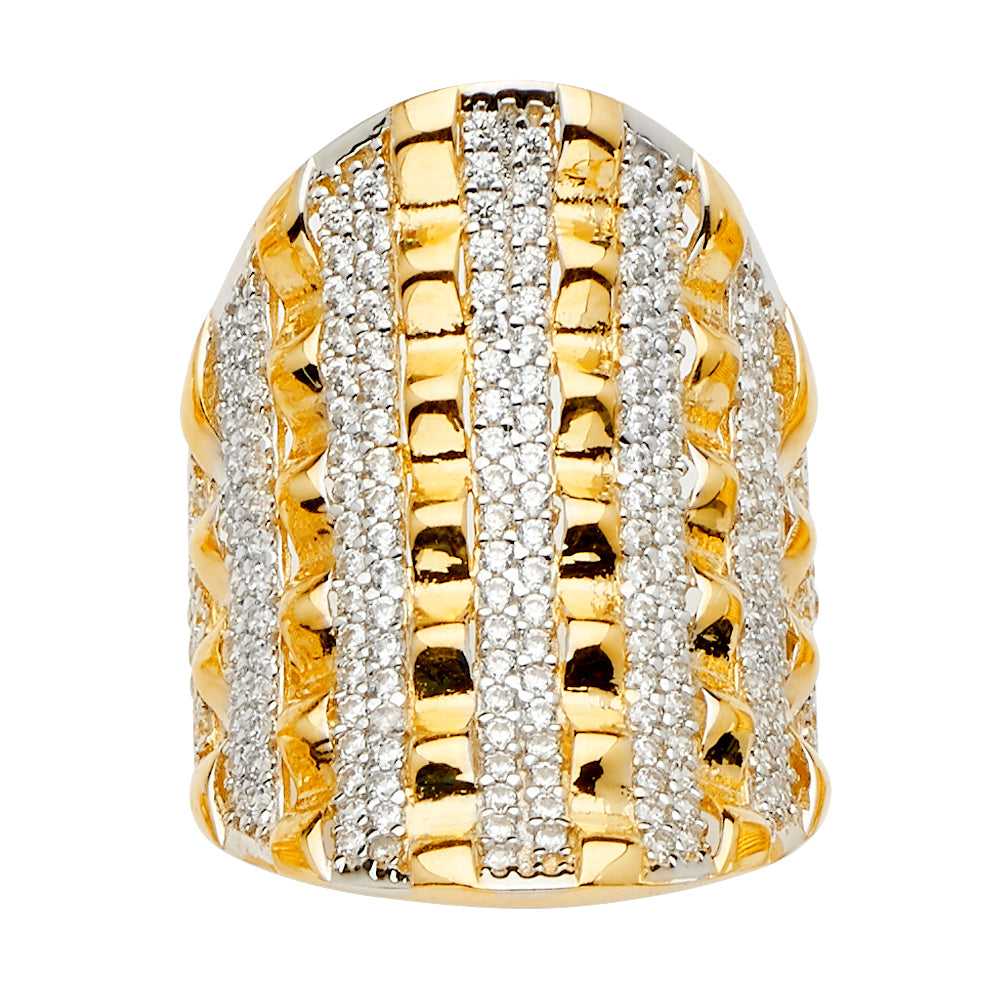 14K Two Tone Gold Fancy CZ Ring