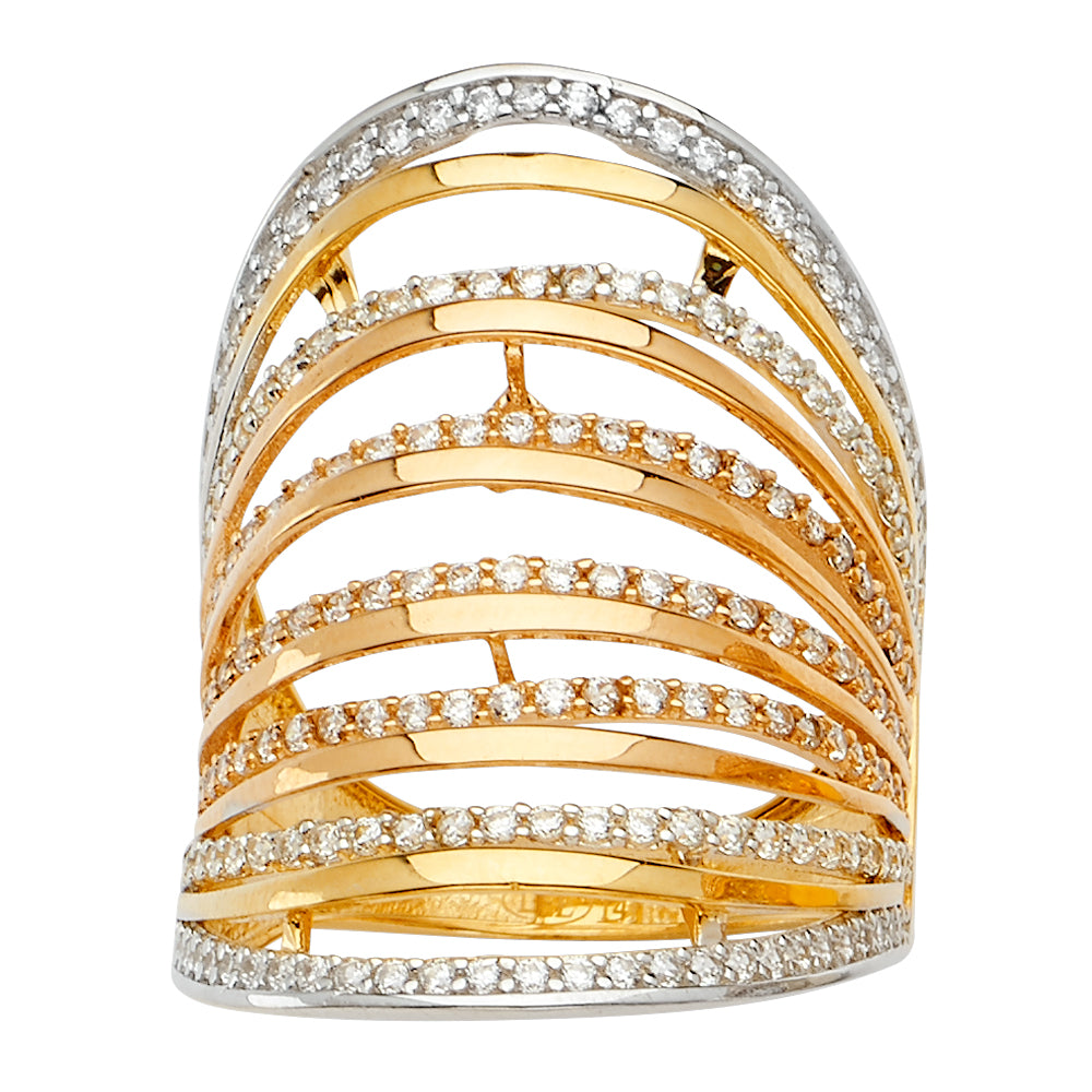 14K Yellow White Rose Gold Fancy CZ Ring