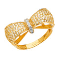 14K Two Tone Gold Bow Tie CZ Ring