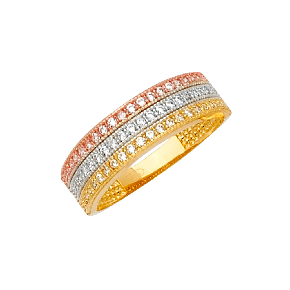 14K Yellow White Rose Gold Fancy CZ Ring