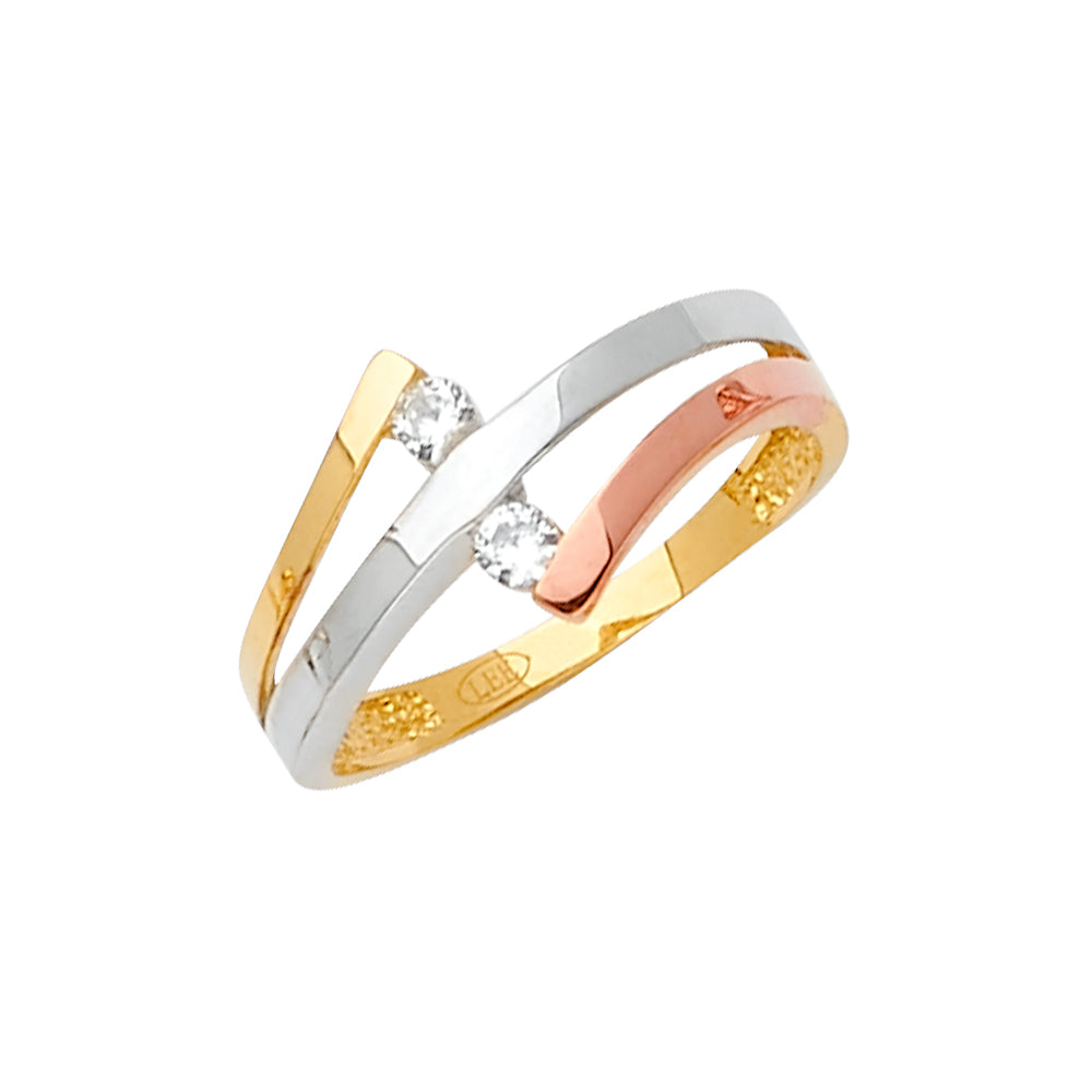 14K Yellow White Rose Gold Fancy CZ Ring