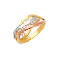 14K Yellow White Rose Gold Fancy CZ Ring
