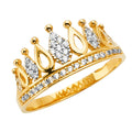 14K Two Tone Gold Crown CZ Ring