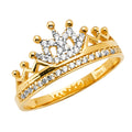 14K Two Tone Gold Crown CZ Ring
