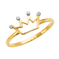 14K Two Tone Gold Crown CZ Ring