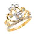 14K Two Tone Gold 15 Years Crown CZ Ring