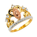 14K Yellow White Rose Gold Guadalupe Crown CZ Ring