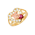 14K Two Tone Goldone CZ 15 Years Ring / Half Set