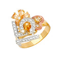 14K Yellow White Rose Goldolor CZ 15 Years Motion Ring / Half Set