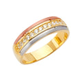 14K Yellow White Rose Goldolor Men'S CZ Wedding Band / Trio Set
