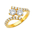 14K Yellow Gold Double Round CZ Ring